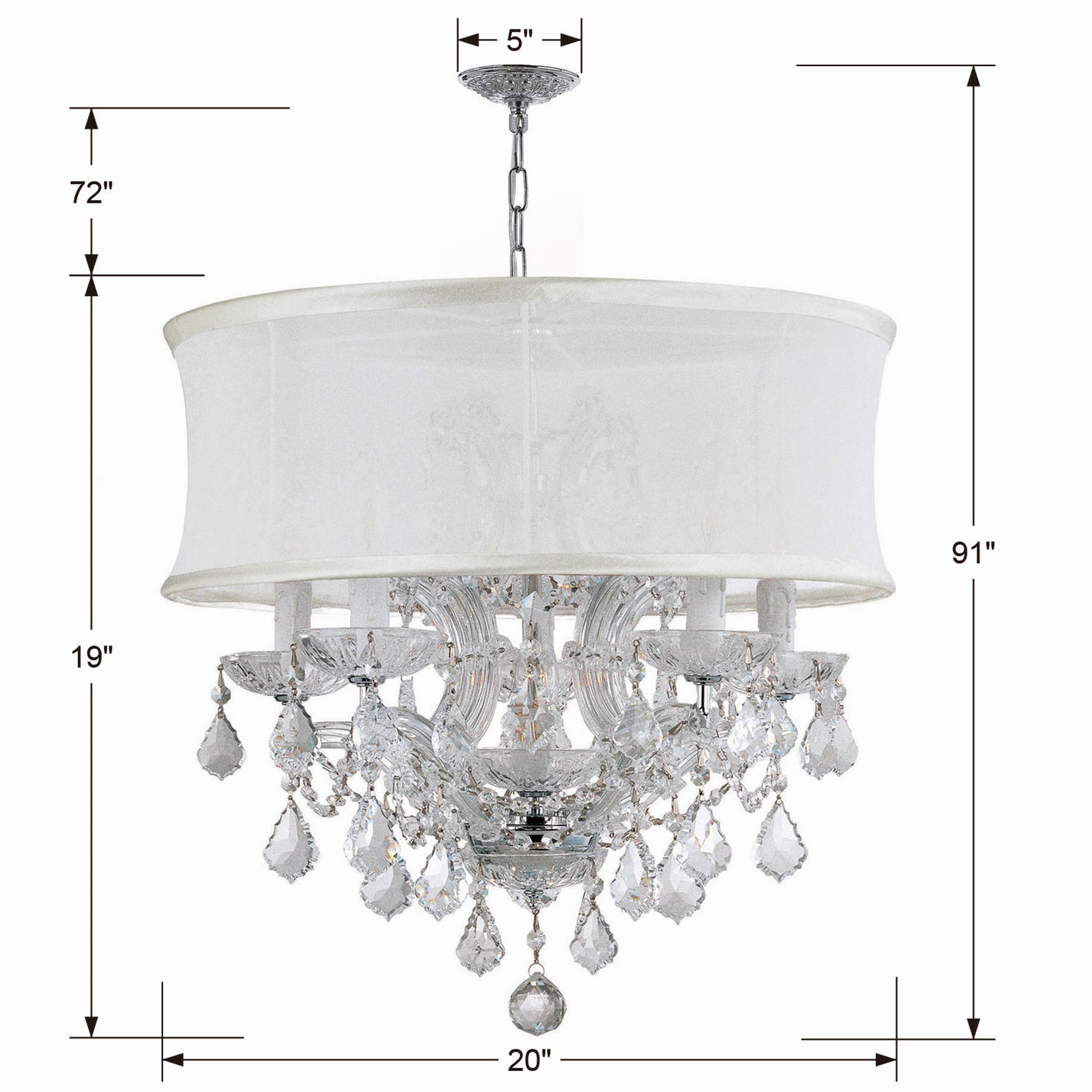 Crystorama - 4415-CH-SMW-CLQ - Six Light Mini Chandelier - Brentwood - Polished Chrome