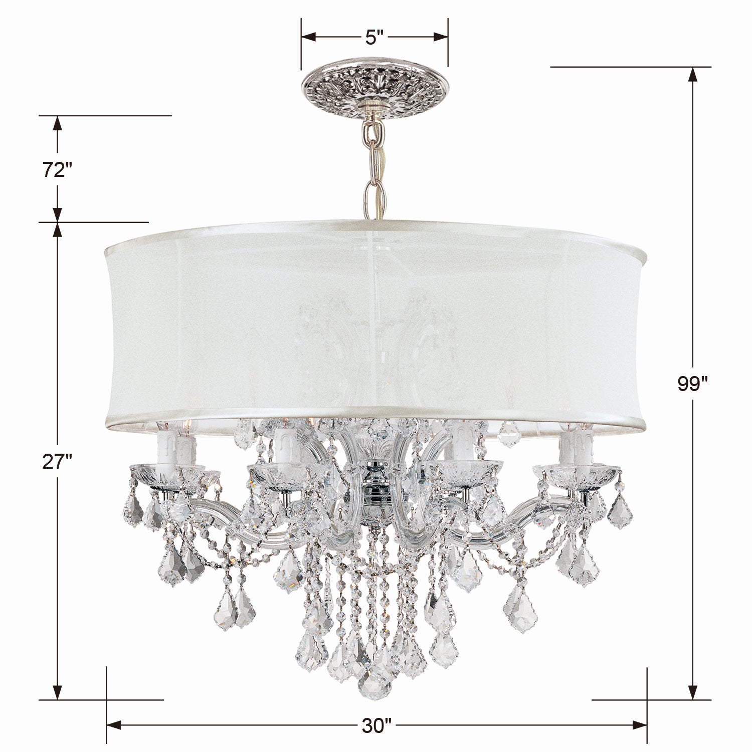 Crystorama - 4489-CH-SMW-CLM - 12 Light Chandelier - Brentwood - Polished Chrome