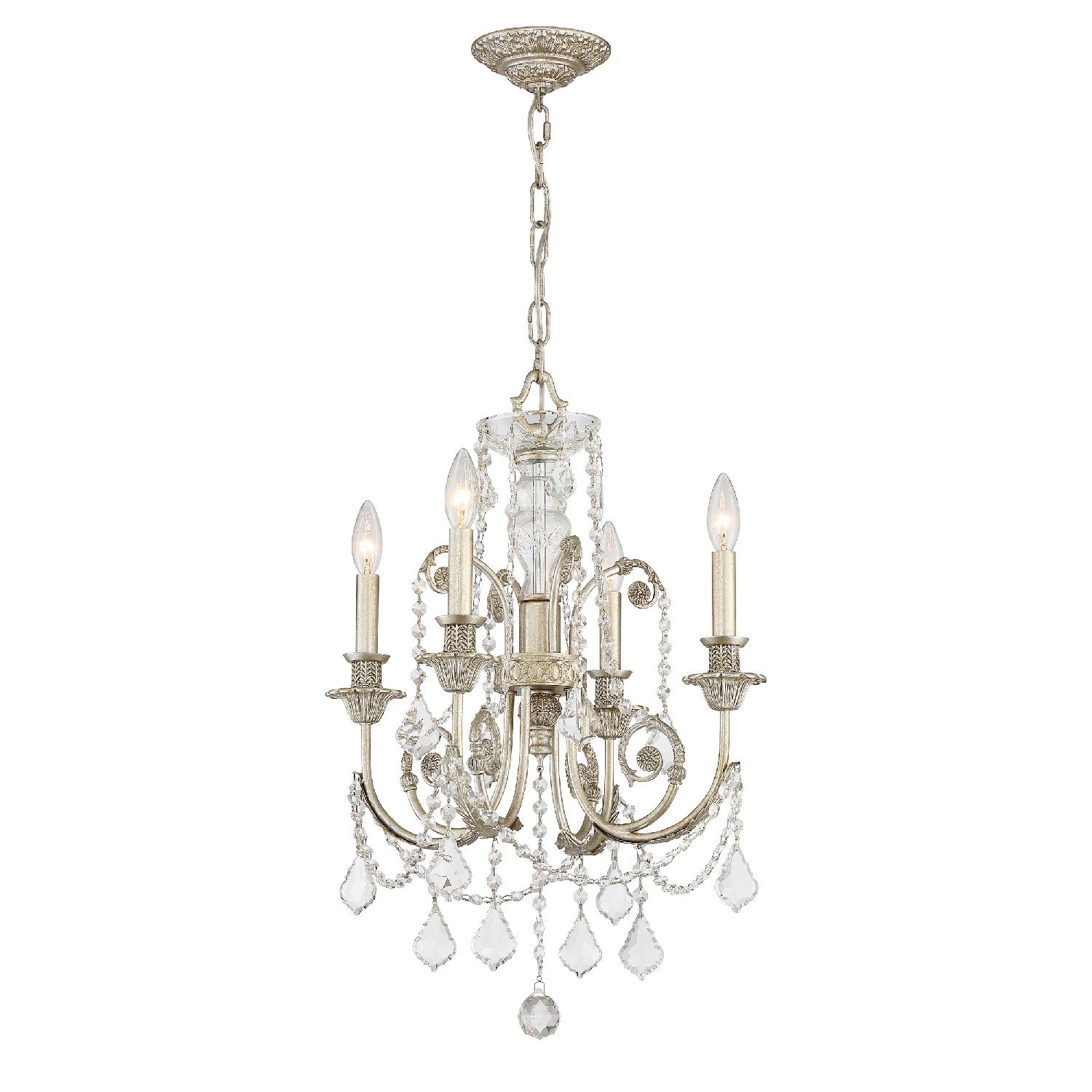 Crystorama - 5114-OS-CL-MWP - Four Light Mini Chandelier - Regis - Olde Silver