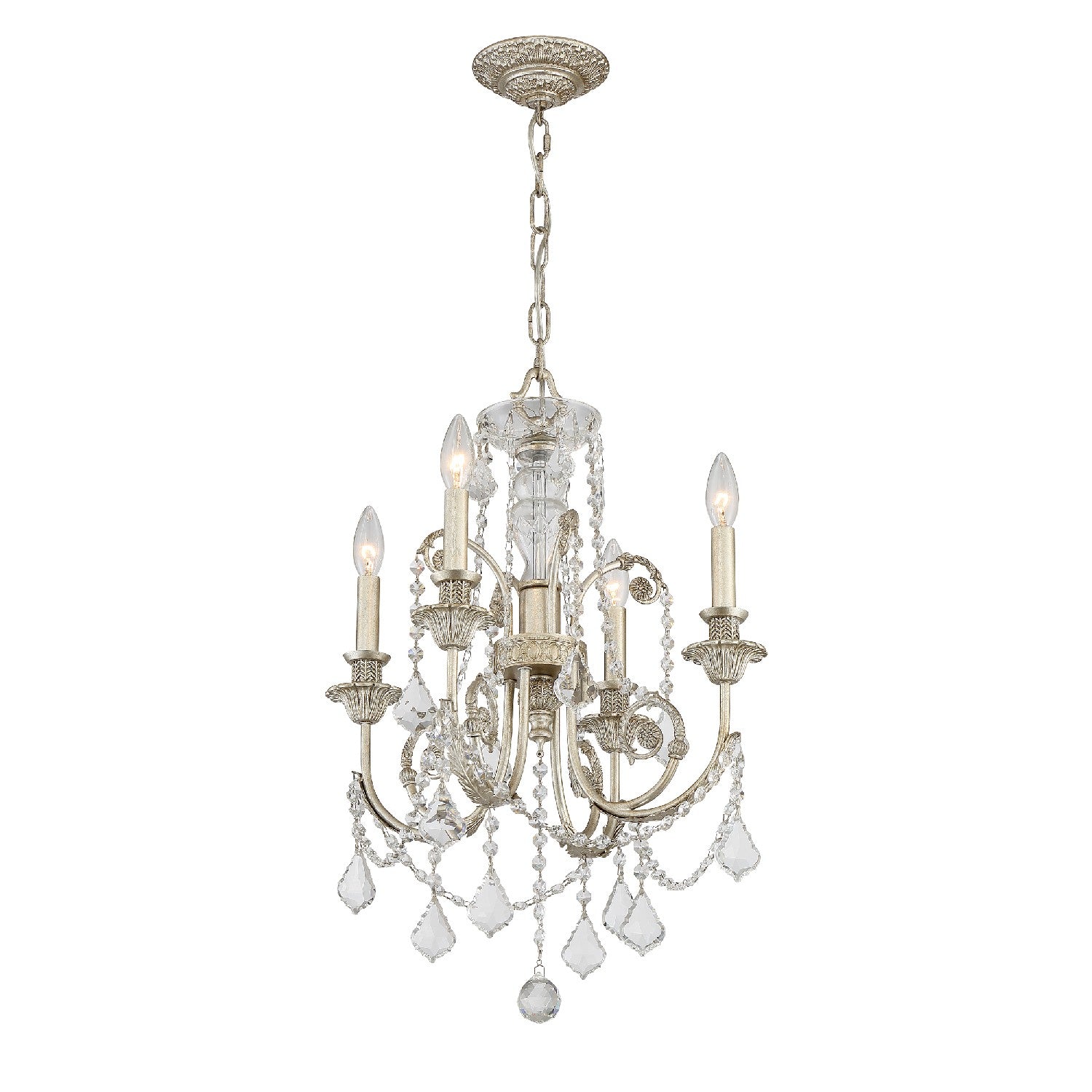 Crystorama - 5114-OS-CL-MWP - Four Light Mini Chandelier - Regis - Olde Silver