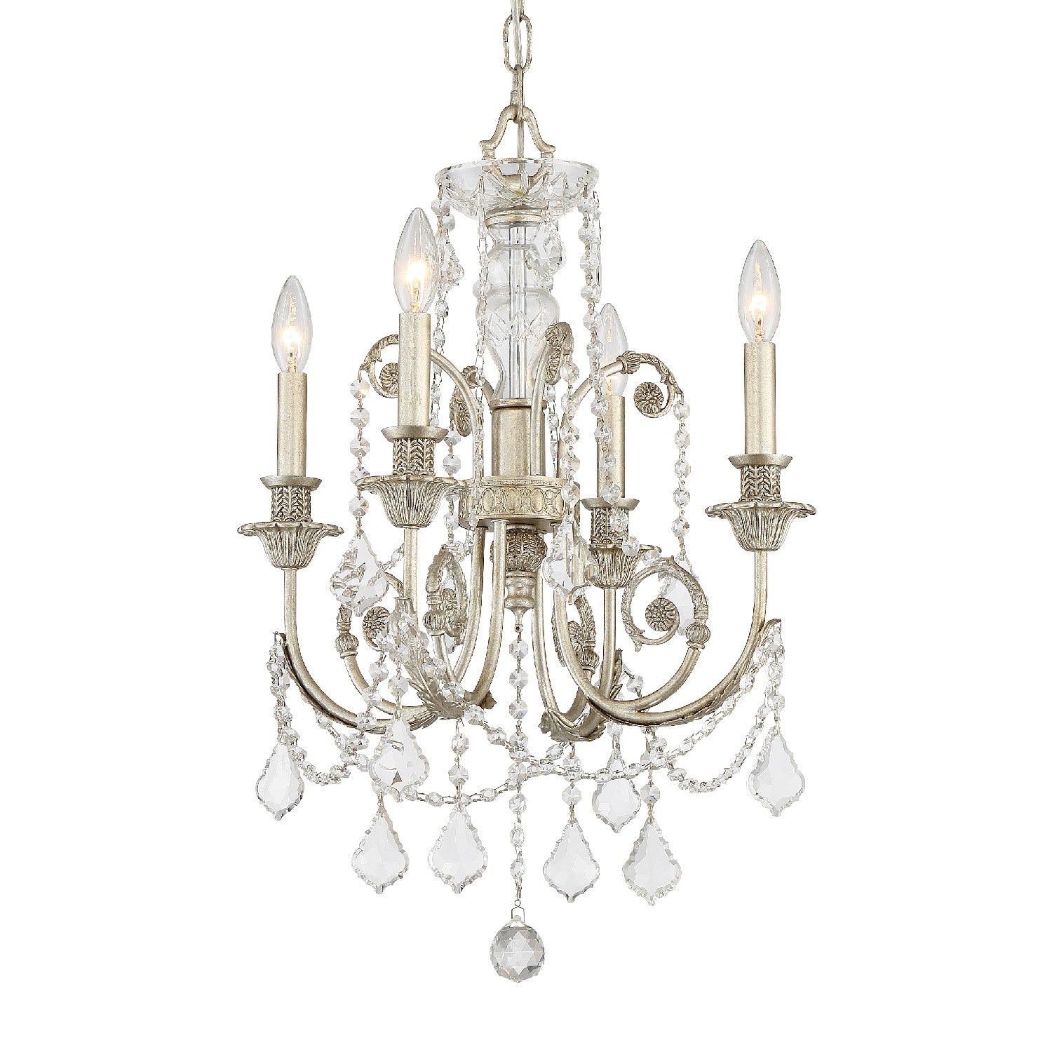 Crystorama - 5114-OS-CL-MWP - Four Light Mini Chandelier - Regis - Olde Silver