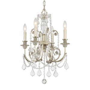 Crystorama - 5114-OS-CL-MWP - Four Light Mini Chandelier - Regis - Olde Silver