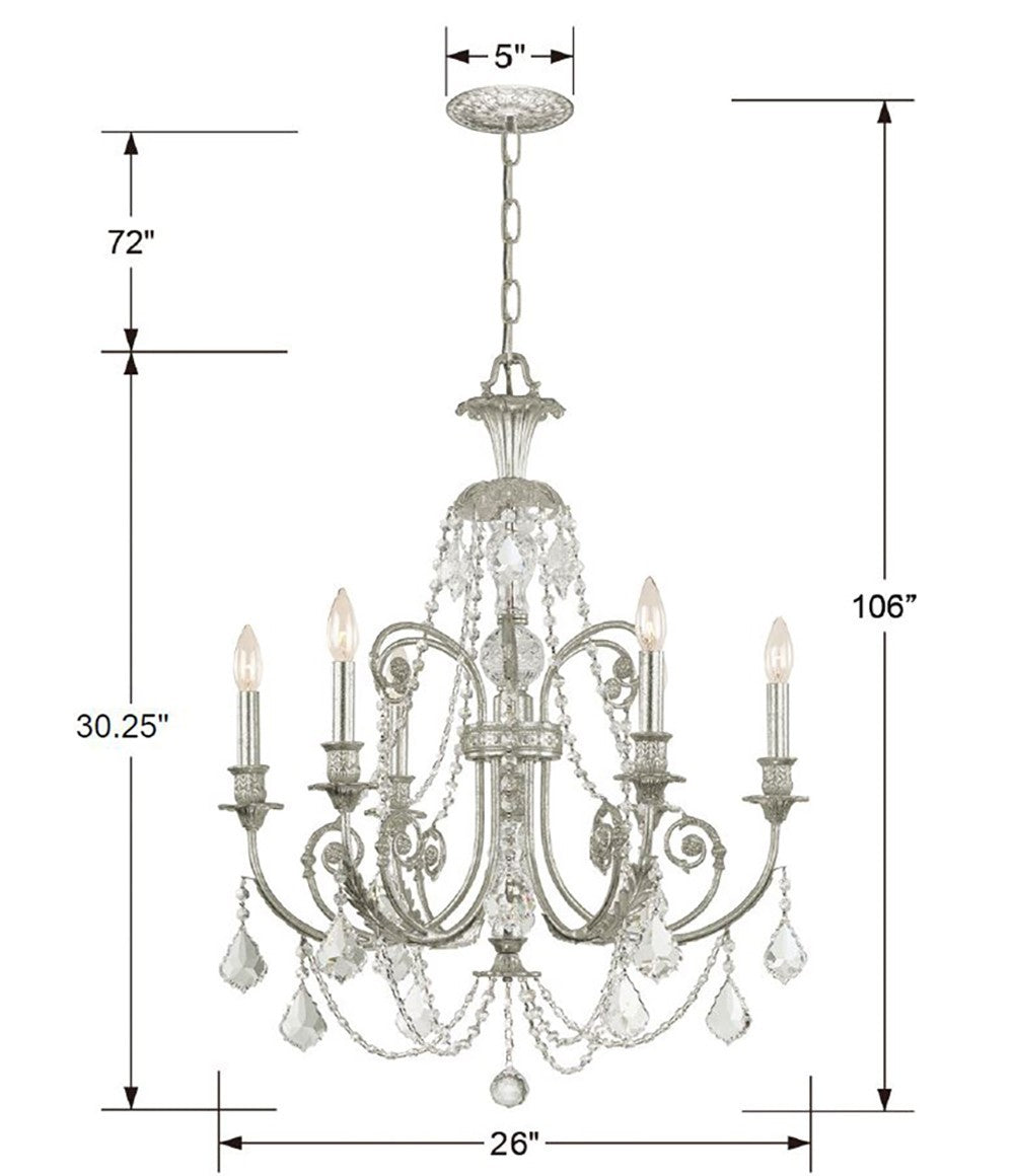 Crystorama - 5116-OS-CL-MWP - Six Light Chandelier - Regis - Olde Silver