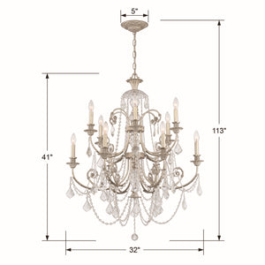 Crystorama - 5119-OS-CL-MWP - 12 Light Chandelier - Regis - Olde Silver