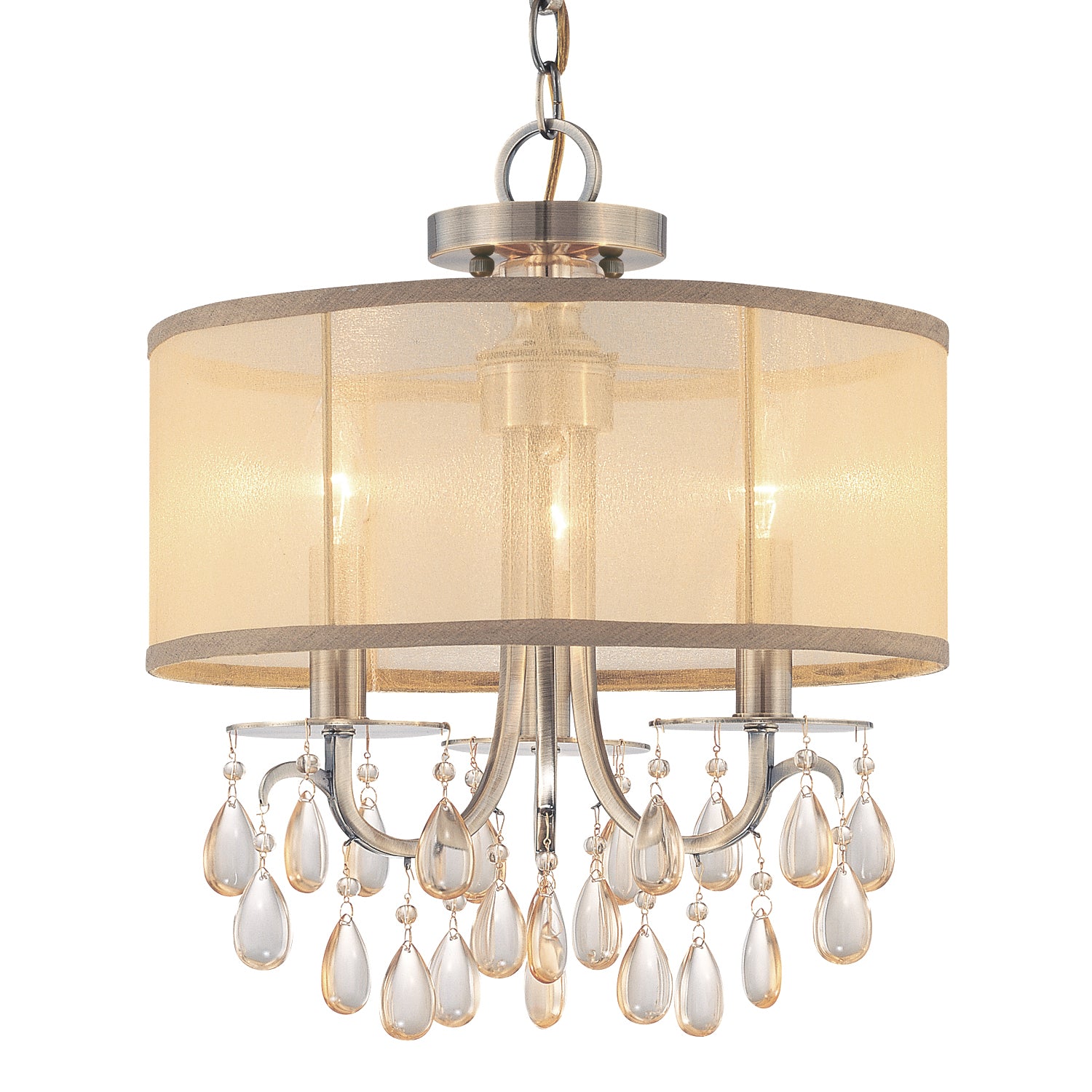 Crystorama - 5623-AB - Three Light Mini Chandelier - Hampton - Antique Brass