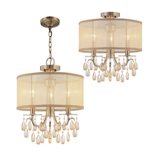 Crystorama - 5623-AB - Three Light Mini Chandelier - Hampton - Antique Brass