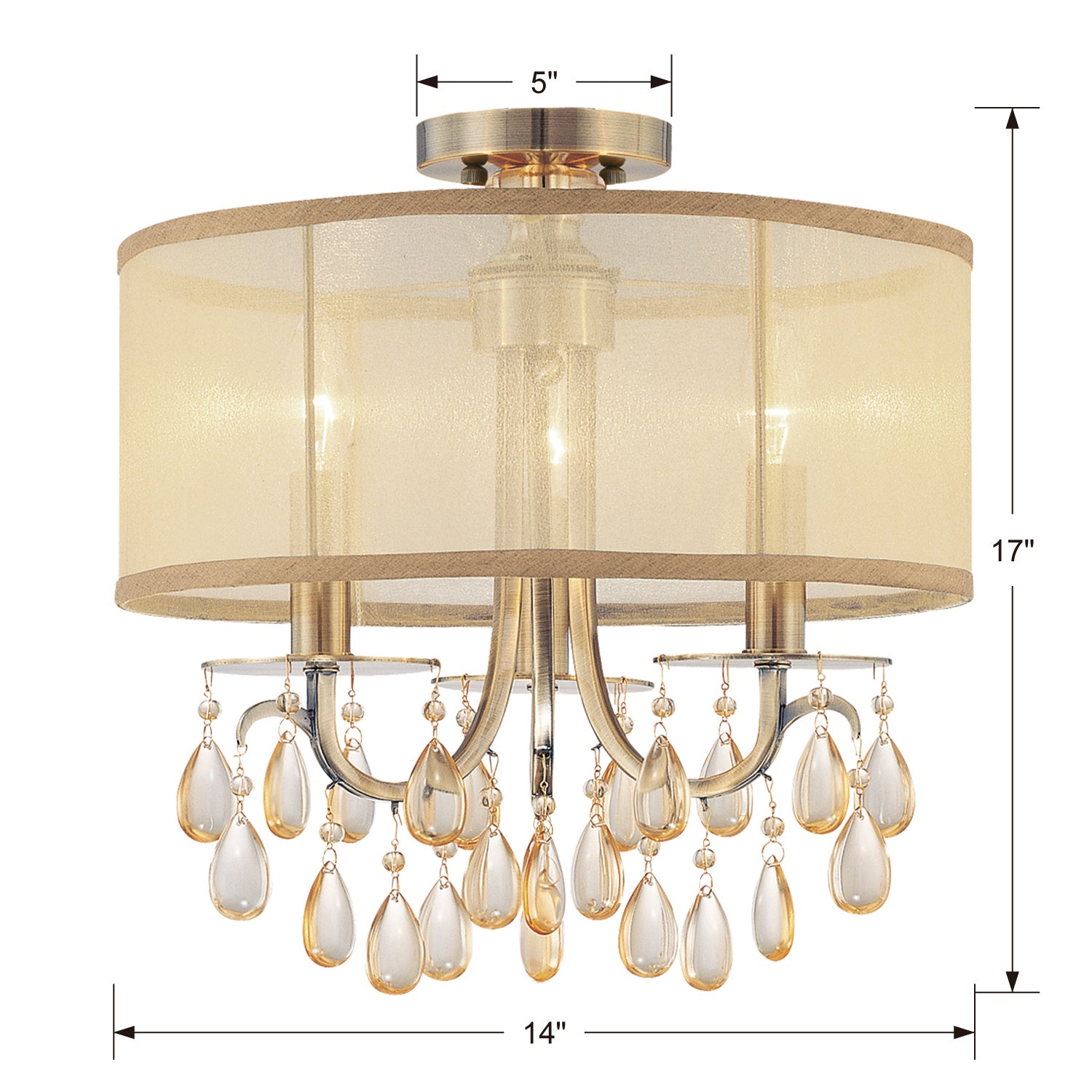 Crystorama - 5623-AB - Three Light Mini Chandelier - Hampton - Antique Brass