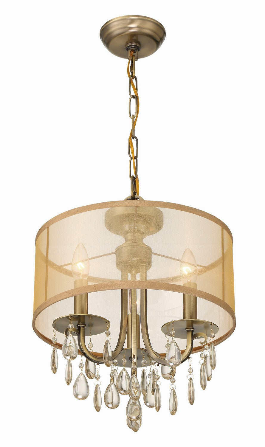 Crystorama - 5623-AB - Three Light Mini Chandelier - Hampton - Antique Brass