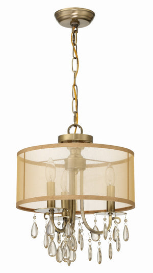 Crystorama - 5623-AB - Three Light Mini Chandelier - Hampton - Antique Brass