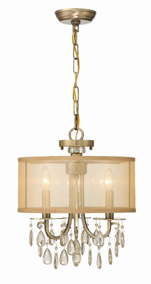 Crystorama - 5623-AB - Three Light Mini Chandelier - Hampton - Antique Brass