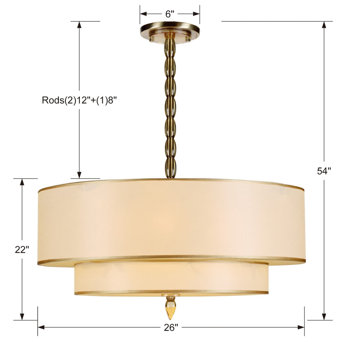 Crystorama - 9507-AB - Five Light Chandelier - Luxo - Antique Brass