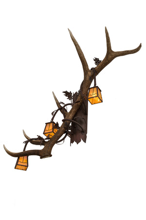 Meyda Tiffany - 82834 - Three Light Wall Sconce - Antlers - Wrought Iron On Rust