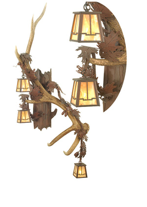 Meyda Tiffany - 82835 - Three Light Wall Sconce - Antlers - Wrought Iron On Rust