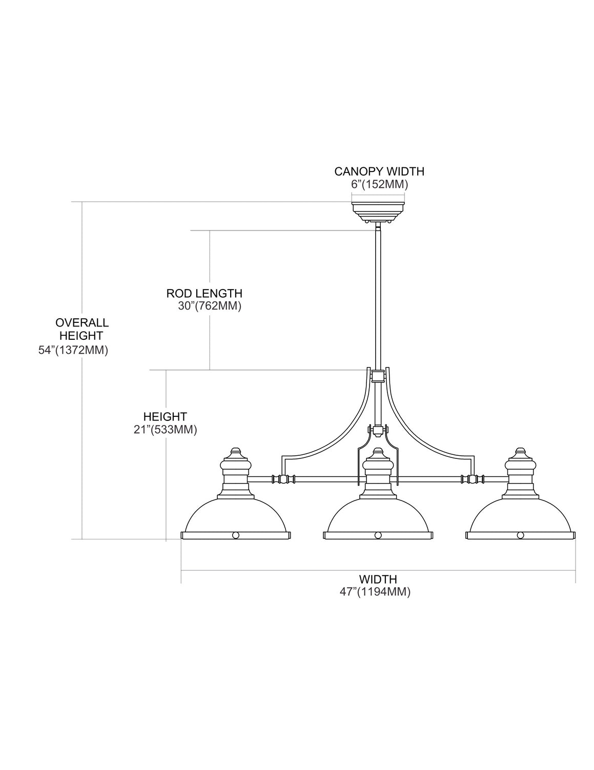 ELK Home - 66125-3 - Three Light Linear Chandelier - Chadwick - Satin Nickel