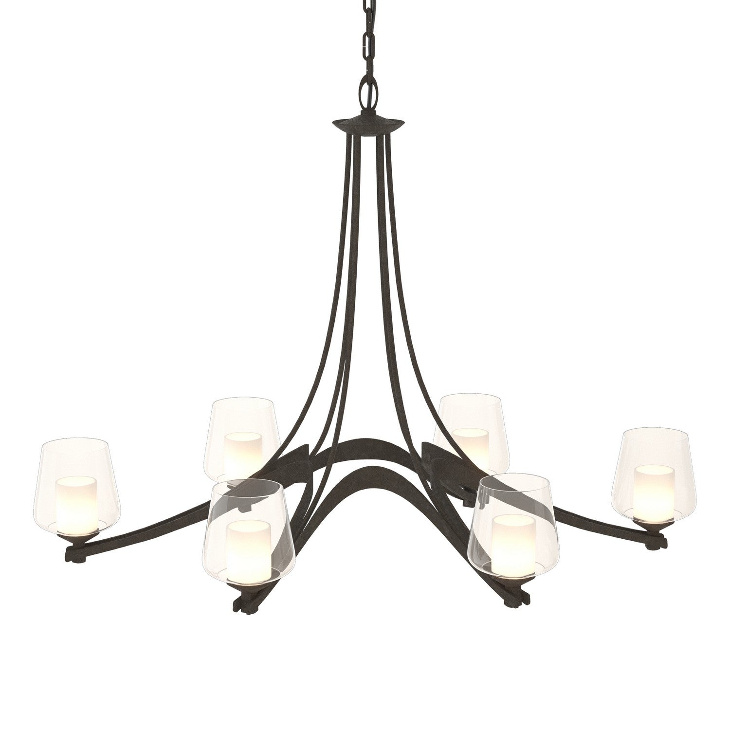 Hubbardton Forge - 104116-SKT-89-ZU0291 - Oval Ribbon 6 Arm Chandelier - Ribbon - Ink