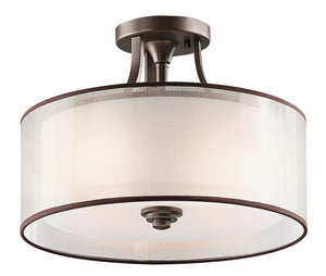 Kichler - 42386MIZ - Three Light Semi Flush Mount - Lacey - Mission Bronze