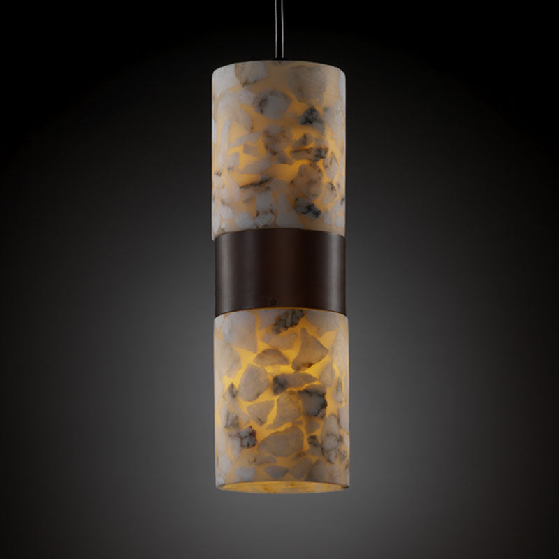 Justice Designs - ALR-8758-10-DBRZ - Two Light Pendant - Alabaster Rocks - Dark Bronze