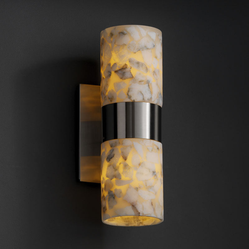 Justice Designs - ALR-8762-10-NCKL - Two Light Wall Sconce - Alabaster Rocks - Brushed Nickel