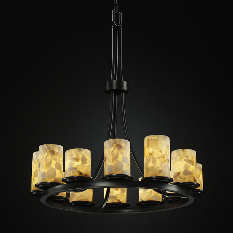 Justice Designs - ALR-8763-10-MBLK - 12 Light Chandelier - Alabaster Rocks - Matte Black