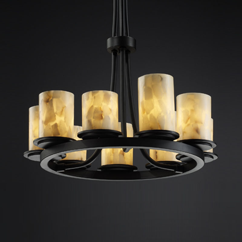 Justice Designs - ALR-8766-10-MBLK - Nine Light Chandelier - Alabaster Rocks - Matte Black