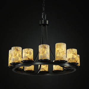 Justice Designs - ALR-8768-10-MBLK - 12 Light Chandelier - Alabaster Rocks - Matte Black