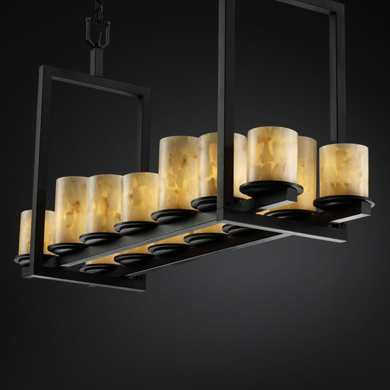 Justice Designs - ALR-8769-10-MBLK - 14 Light Chandelier - Alabaster Rocks - Matte Black