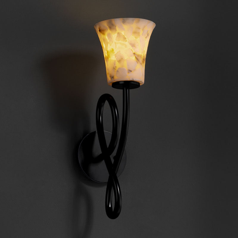 Justice Designs - ALR-8911-20-MBLK - One Light Wall Sconce - Alabaster Rocks - Matte Black