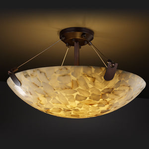 Justice Designs - ALR-9611-35-DBRZ - Three Light Semi-Flush Mount - Alabaster Rocks - Dark Bronze