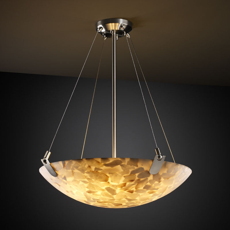 Justice Designs - ALR-9621-35-NCKL - Three Light Pendant - Alabaster Rocks - Brushed Nickel