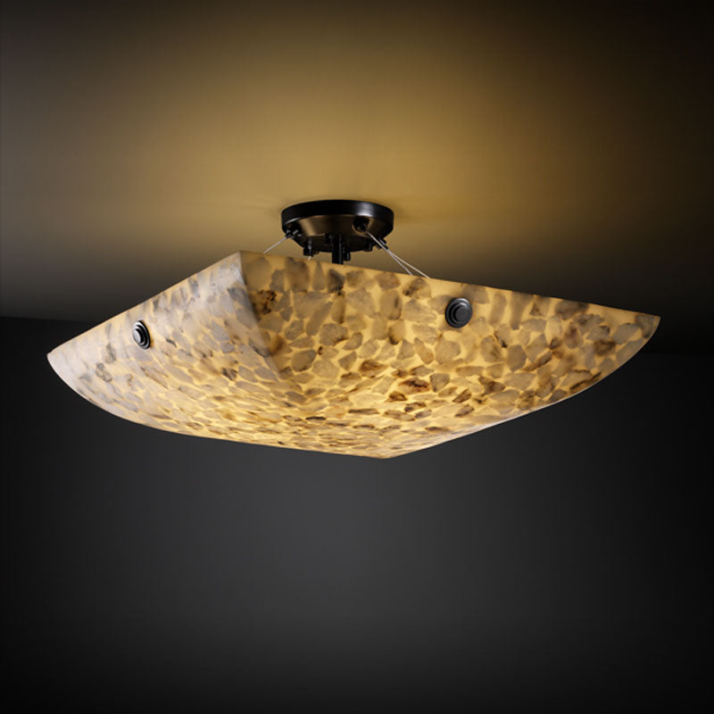 Justice Designs - ALR-9651-25-MBLK-F6 - Three Light Semi-Flush Mount - Alabaster Rocks - Matte Black