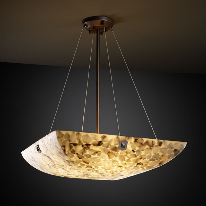 Justice Designs - ALR-9661-25-DBRZ-F4 - Three Light Pendant - Alabaster Rocks - Dark Bronze