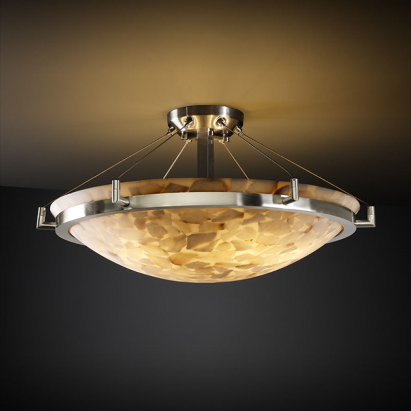 Justice Designs - ALR-9681-35-NCKL - Three Light Semi-Flush Mount - Alabaster Rocks - Brushed Nickel