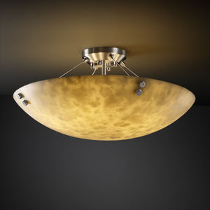 Justice Designs - CLD-9651-35-NCKL-F1 - Three Light Semi-Flush Mount - Clouds - Brushed Nickel