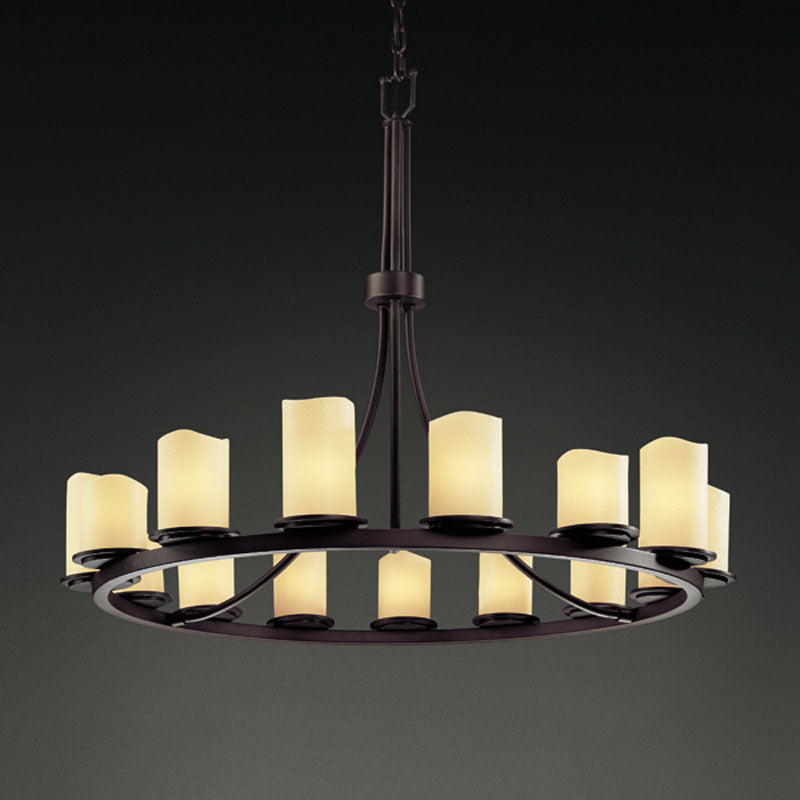 Justice Designs - CNDL-8715-14-CREM-DBRZ - 15 Light Chandelier - CandleAria - Dark Bronze