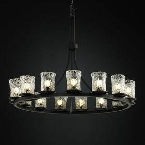 Justice Designs - GLA-8715-16-CLRT-MBLK - 15 Light Chandelier - Veneto Luce - Matte Black