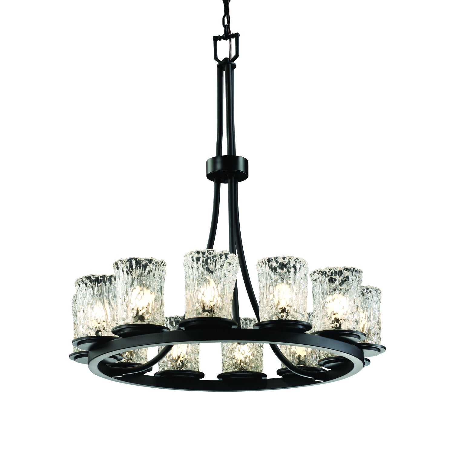 Justice Designs - GLA-8763-16-CLRT-MBLK - 12 Light Chandelier - Veneto Luce - Matte Black