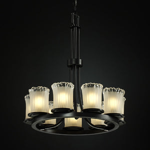 Justice Designs - GLA-8766-16-WTFR-MBLK - Nine Light Chandelier - Veneto Luce - Matte Black