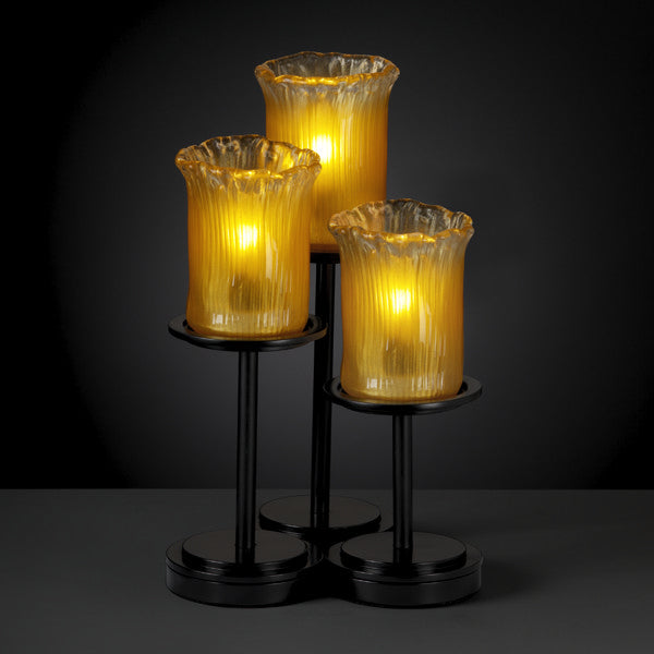 Justice Designs - GLA-8797-16-GLDC-MBLK - Three Light Table Lamp - Veneto Luce - Matte Black