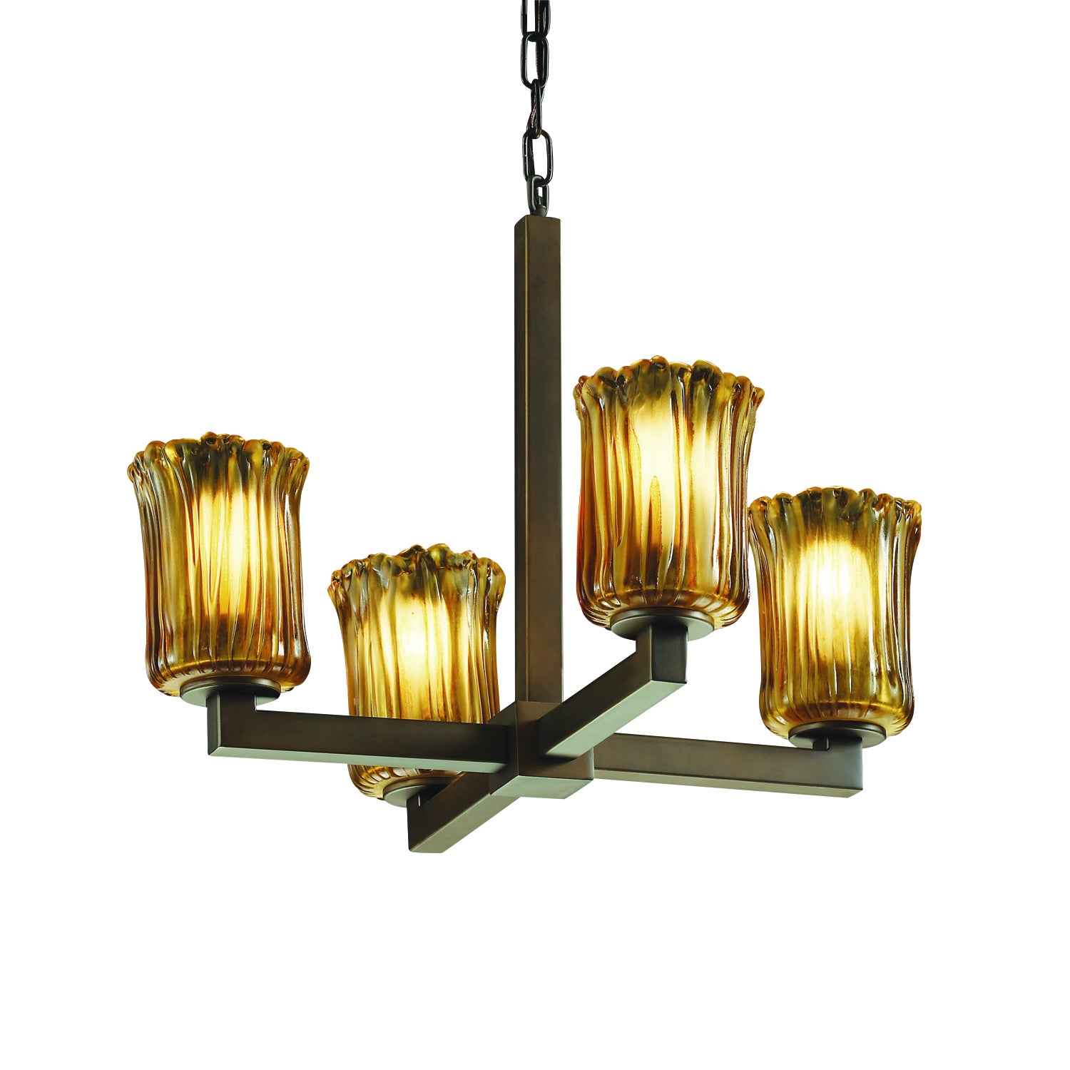 Justice Designs - GLA-8829-16-AMBR-DBRZ - Four Light Chandelier - Veneto Luce - Dark Bronze