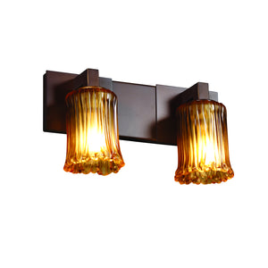 Justice Designs - GLA-8922-16-AMBR-DBRZ - Two Light Bath Bar - Veneto Luce - Dark Bronze