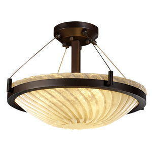 Justice Designs - GLA-9681-35-WHTW-DBRZ - Three Light Semi-Flush Mount - Veneto Luce - Dark Bronze