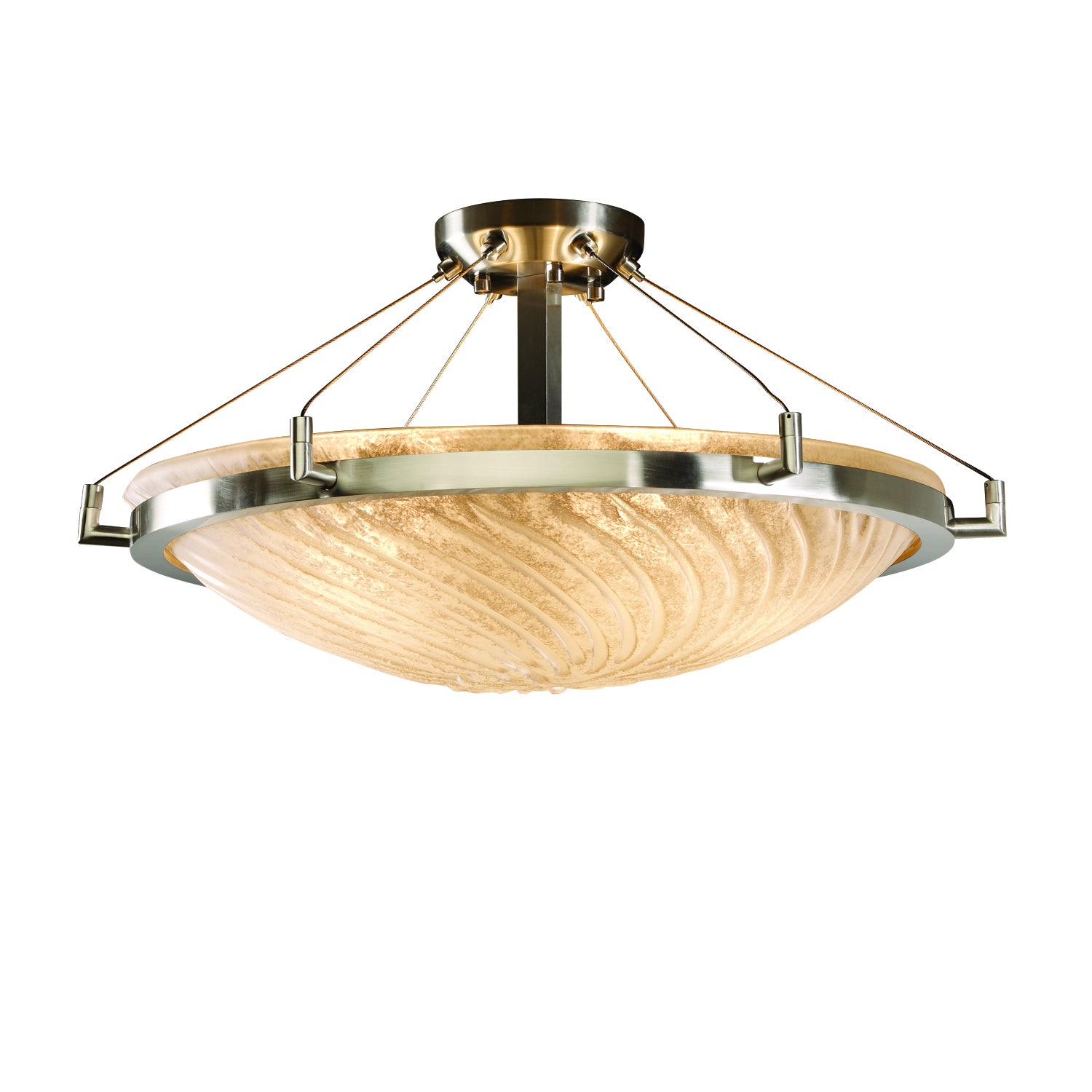 Justice Designs - GLA-9682-35-WHTW-NCKL - Six Light Semi-Flush Mount - Veneto Luce - Brushed Nickel