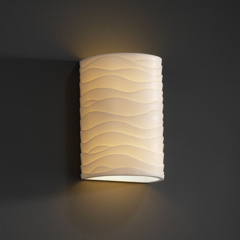 Justice Designs - PNA-0945-WAVE - Two Light Wall Sconce - Porcelina - Faux Porcelain Resin