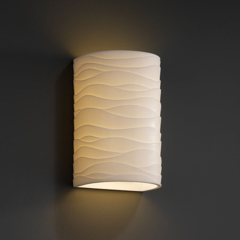 Justice Designs - PNA-1265-WAVE - Two Light Wall Sconce - Porcelina - Faux Porcelain Resin