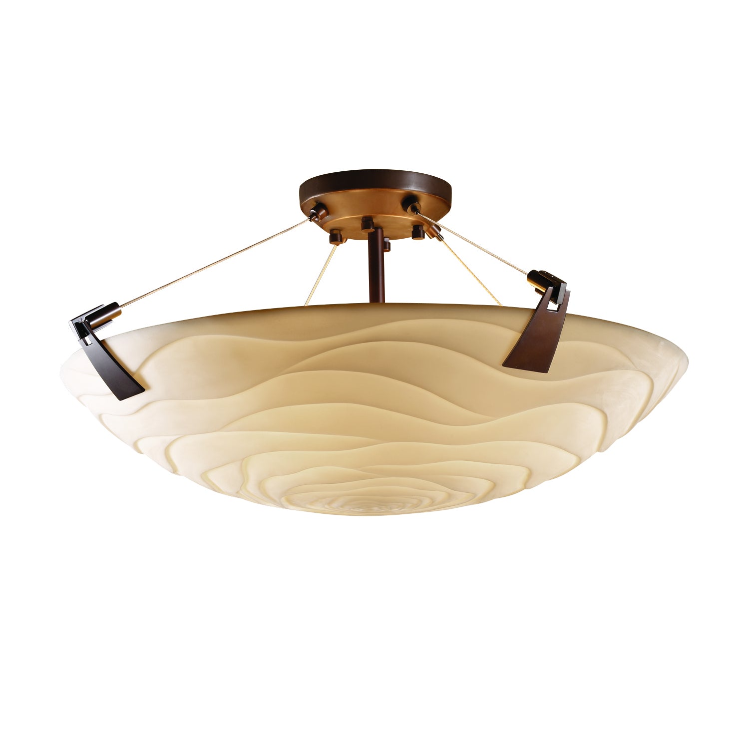 Justice Designs - PNA-9632-35-WAVE-DBRZ - Six Light Semi-Flush Mount - Porcelina - Dark Bronze