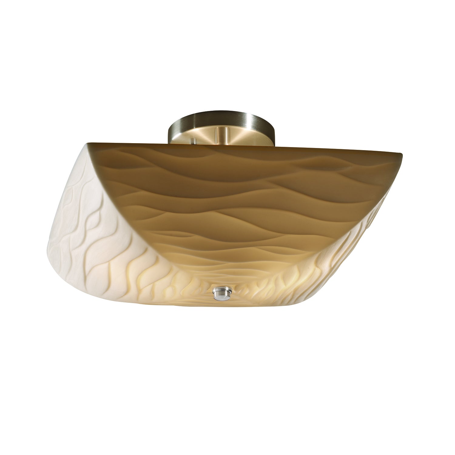 Justice Designs - PNA-9695-25-WAVE-NCKL - Two Light Semi-Flush Mount - Porcelina - Brushed Nickel