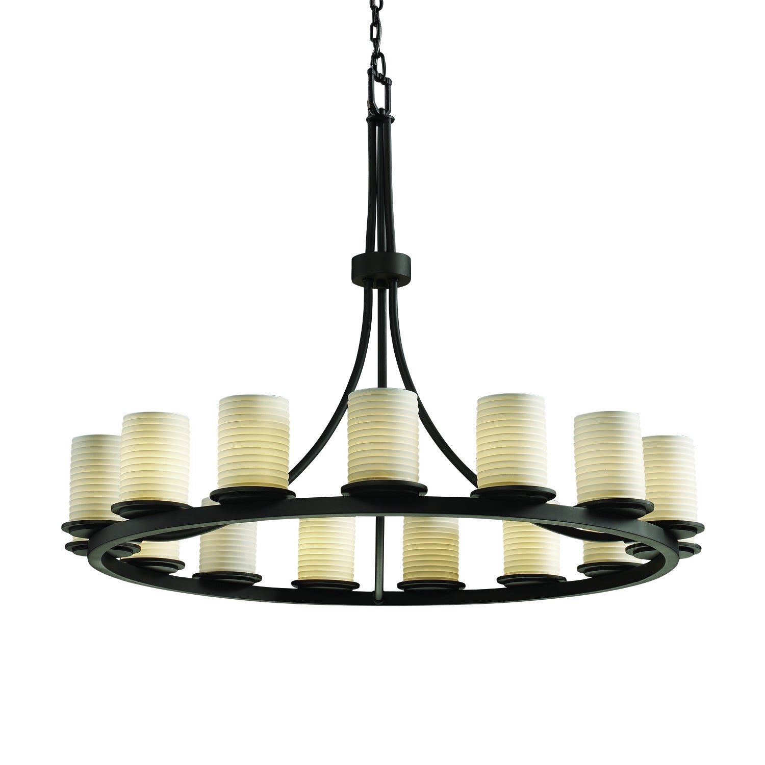 Justice Designs - POR-8715-10-SAWT-MBLK - 15 Light Chandelier - Limoges - Matte Black