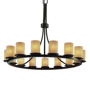 Justice Designs - POR-8715-10-WAVE-DBRZ - 15 Light Chandelier - Limoges - Dark Bronze