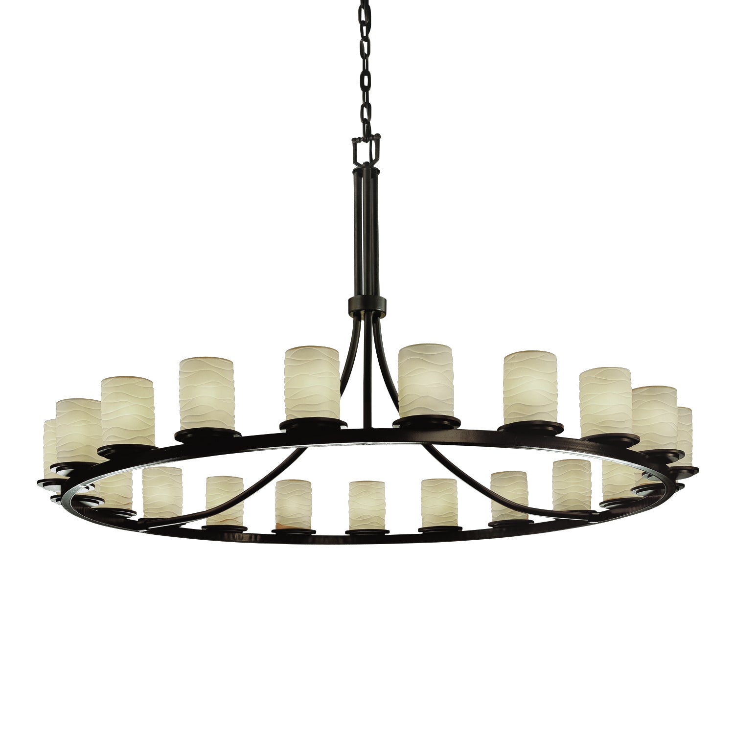 Justice Designs - POR-8716-10-WAVE-DBRZ - 21 Light Chandelier - Limoges - Dark Bronze