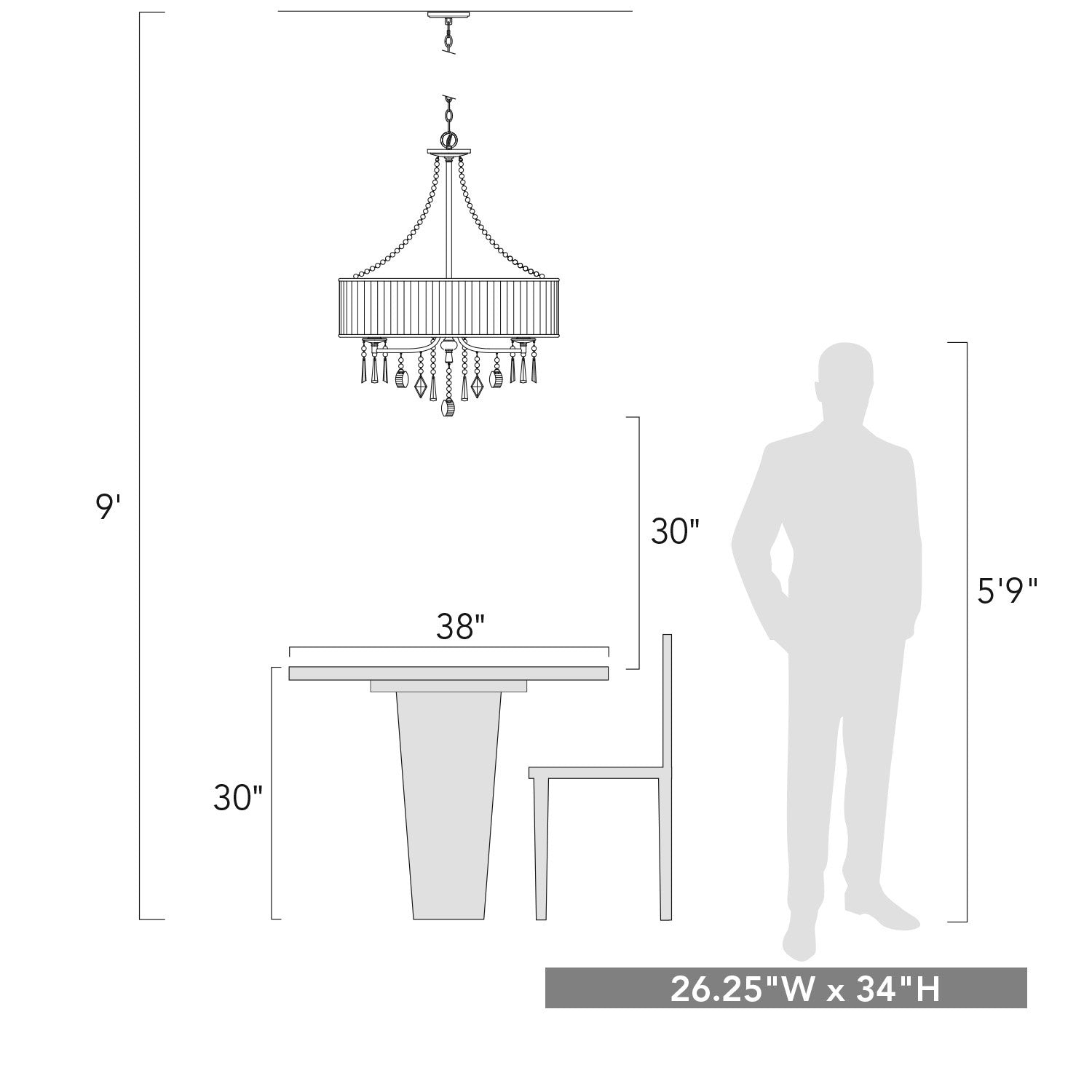 Golden - 8981-5 BRI - Five Light Chandelier - Echelon BRI - Chrome